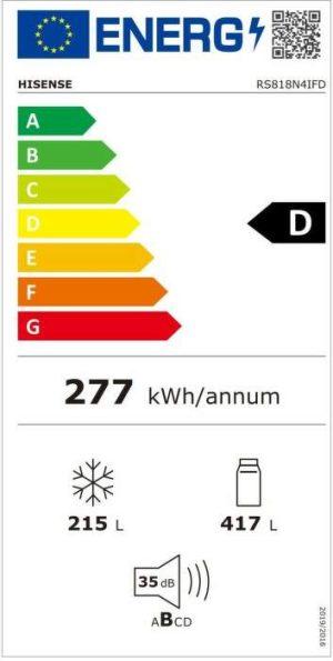 Hisense RS818N4IFD 91cm breed Amerikaanse Koelkast NO-FROST