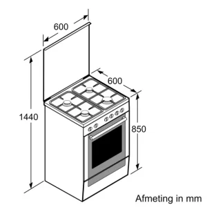 BOSCH HXA090D50N gasfornuis 60cm RVS