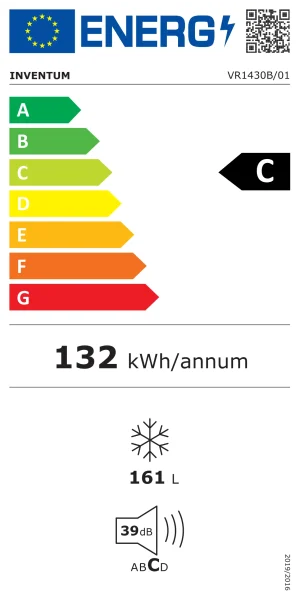 Inventum VR1430B 143cm vrieskast 161L NO-FROST