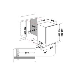 WHIRLPOOL WIO3T141PES 60CM volledig geïntegreerde vaatwasser