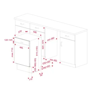 Teka DSI44700 45cm half geïntegreerde vaatwasser inbouw