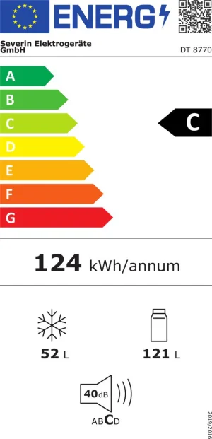 SEVERIN DT8770 Koel-vriescombinatie WIT 144CM