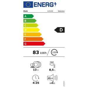 Miele G5132BRWS 60cm onderbouw vaatwasser