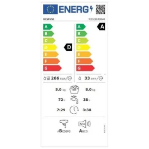 HISENSE WD5I8043BWF 8/5 kg was-droogcombinatie 1400 toeren