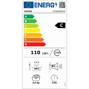 Hisense DH3E900BWCB 9kg warmtepompdroger